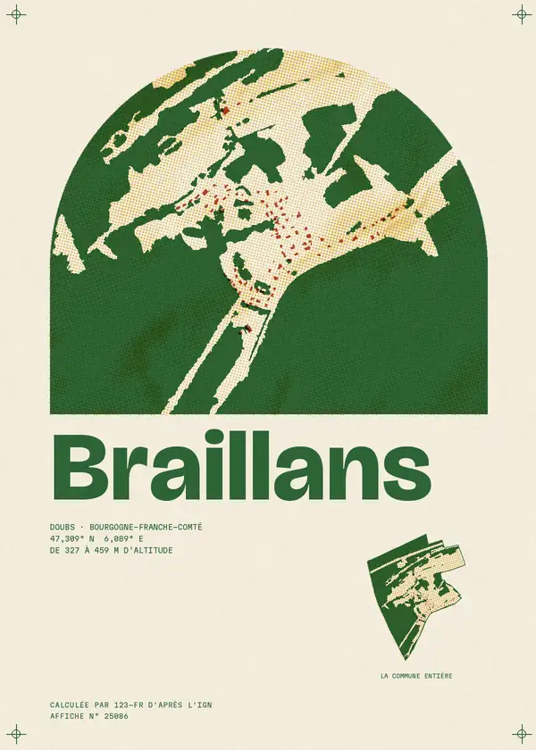 Affiche de Braillans, calculée par 123-fr d'après l'IGN
