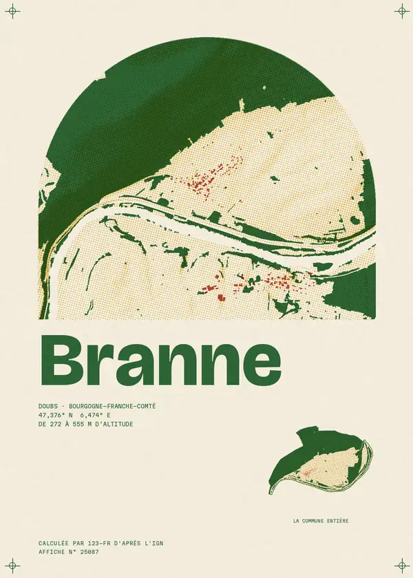 Affiche de Branne, calculée par 123-fr d'après l'IGN