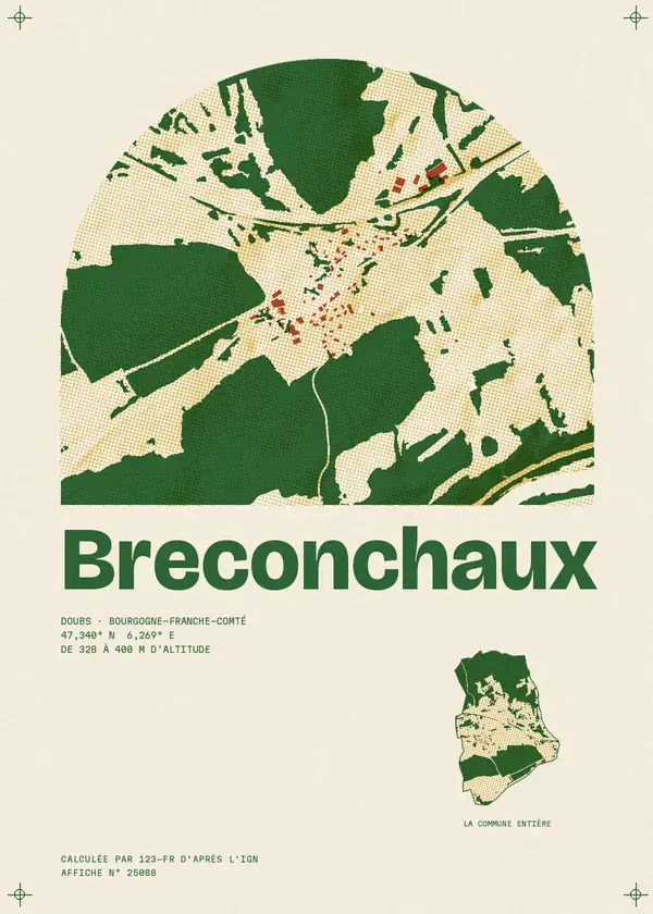 Affiche de Breconchaux, calculée par 123-fr d'après l'IGN
