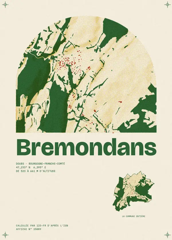 Affiche de Bremondans, calculée par 123-fr d'après l'IGN