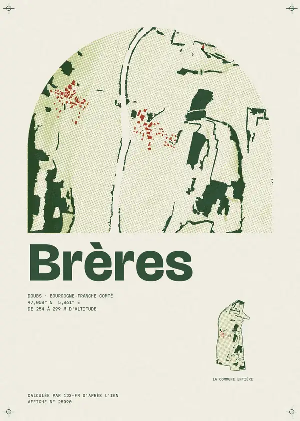 Affiche de Brères, calculée par 123-fr d'après l'IGN