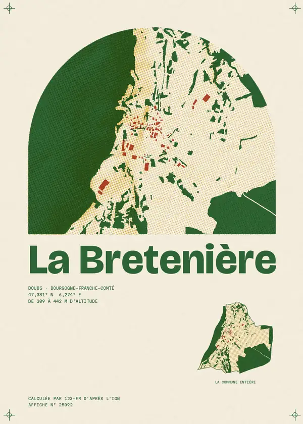 Affiche de La Bretenière, calculée par 123-fr d'après l'IGN