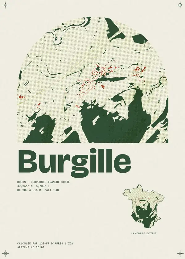 Affiche de Burgille, calculée par 123-fr d'après l'IGN