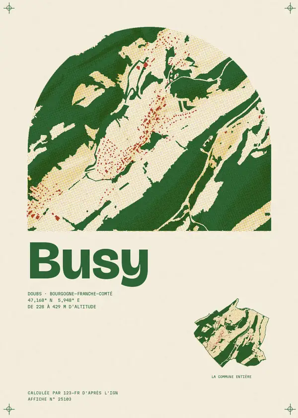 Affiche de Busy, calculée par 123-fr d'après l'IGN