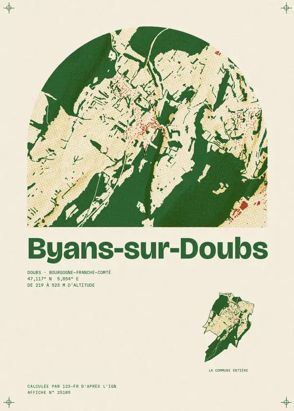 Affiche de Byans-sur-Doubs, calculée par 123-fr d'après l'IGN