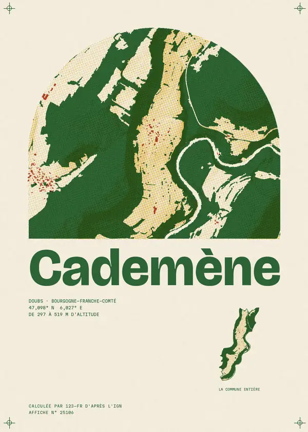 Affiche de Cademène, calculée par 123-fr d'après l'IGN