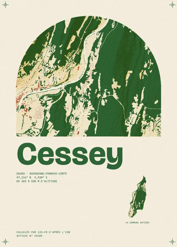 Affiche de Cessey, calculée par 123-fr d'après l'IGN