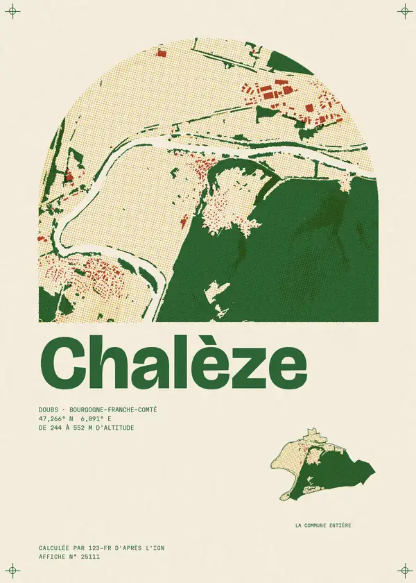Affiche de Chalèze, calculée par 123-fr d'après l'IGN