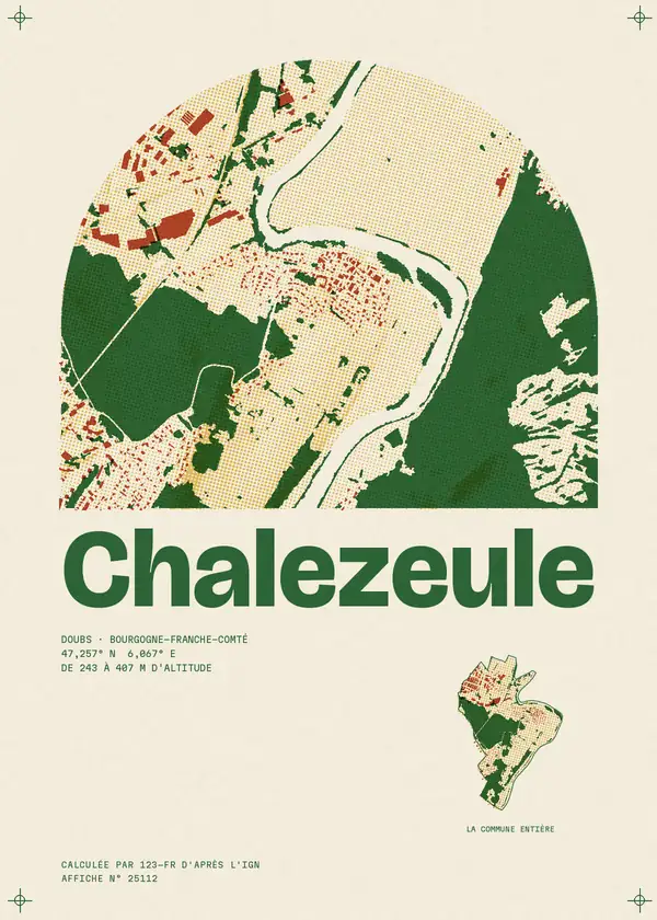 Affiche de Chalezeule, calculée par 123-fr d'après l'IGN