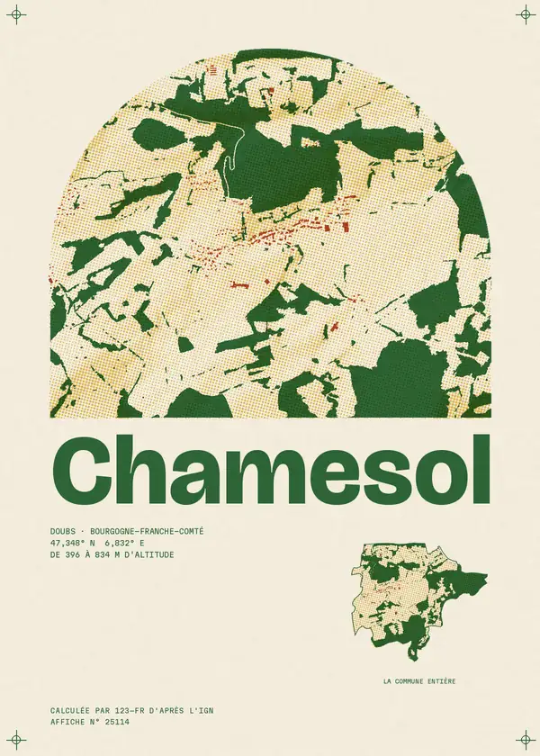 Affiche de Chamesol, calculée par 123-fr d'après l'IGN