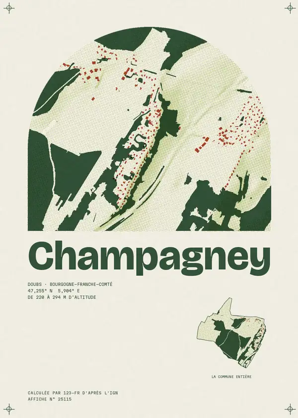 Affiche de Champagney, calculée par 123-fr d'après l'IGN