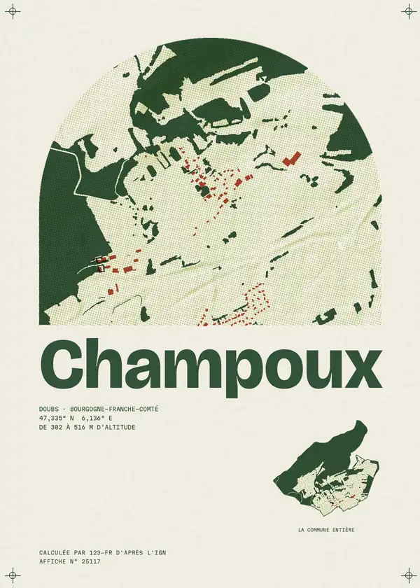 Affiche de Champoux, calculée par 123-fr d'après l'IGN