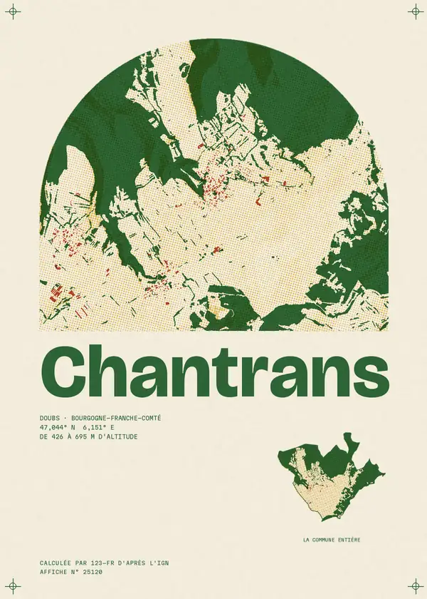 Affiche de Chantrans, calculée par 123-fr d'après l'IGN