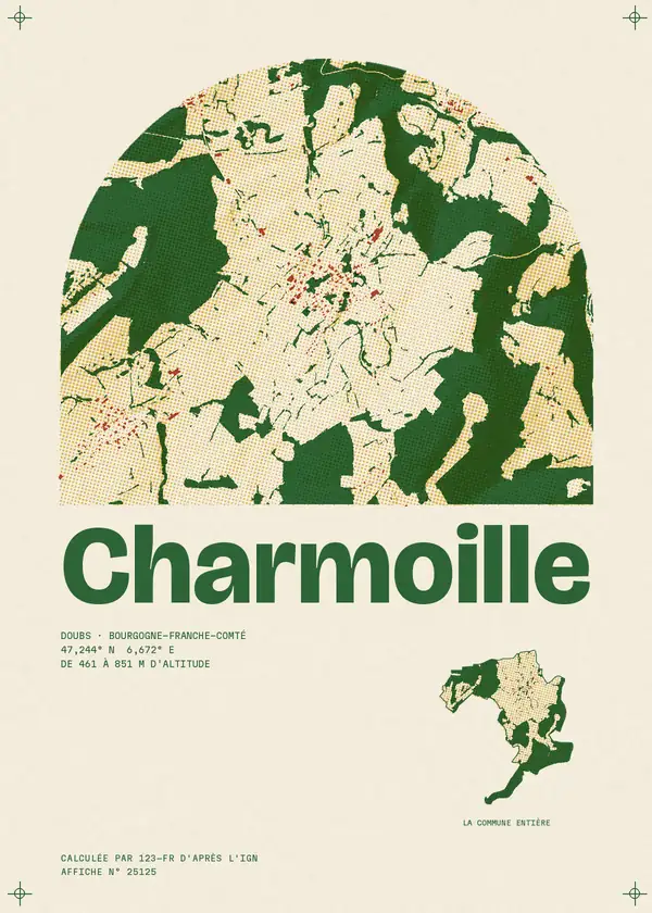 Affiche de Charmoille, calculée par 123-fr d'après l'IGN