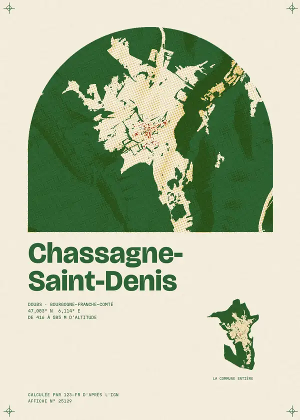 Affiche de Chassagne-Saint-Denis, calculée par 123-fr d'après l'IGN
