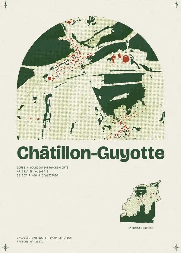 Affiche de Châtillon-Guyotte, calculée par 123-fr d'après l'IGN