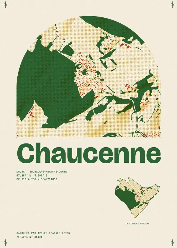 Affiche de Chaucenne, calculée par 123-fr d'après l'IGN