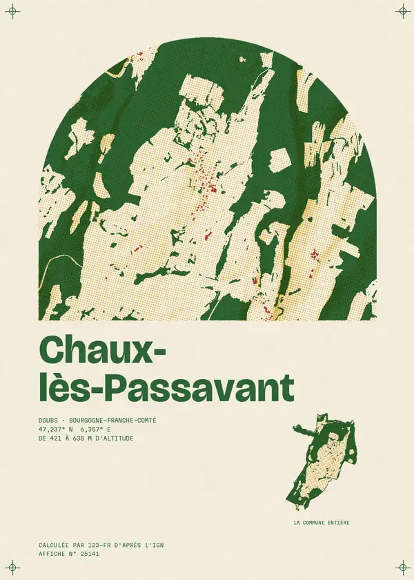 Affiche de Chaux-lès-Passavant, calculée par 123-fr d'après l'IGN