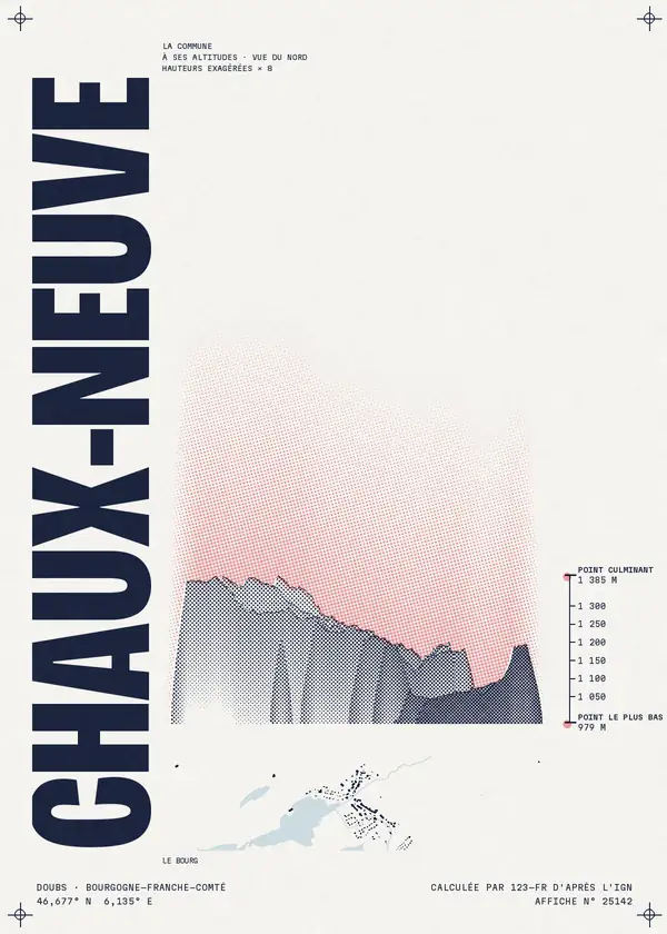 Affiche de Chaux-Neuve, calculée par 123-fr d'après l'IGN