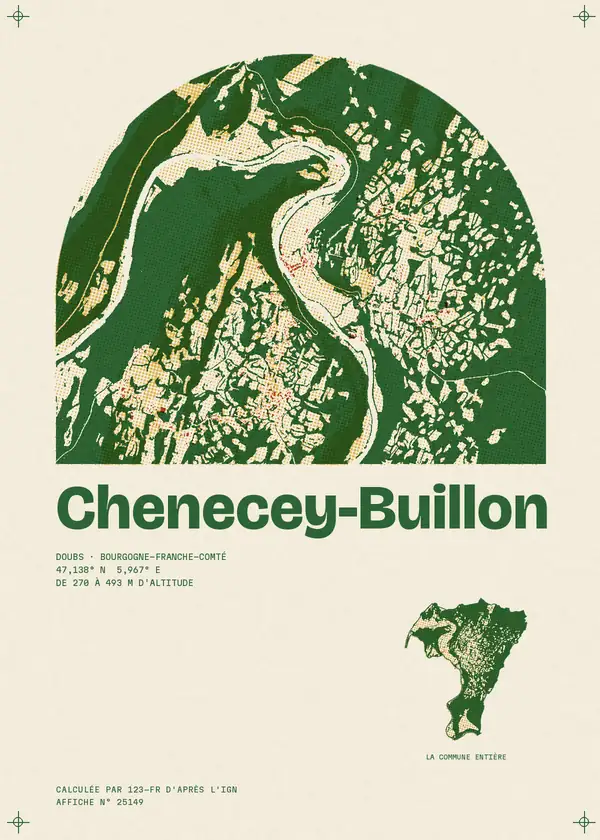 Affiche de Chenecey-Buillon, calculée par 123-fr d'après l'IGN