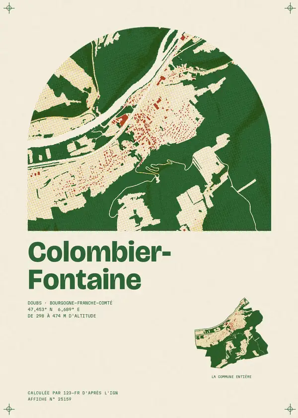 Affiche de Colombier-Fontaine, calculée par 123-fr d'après l'IGN