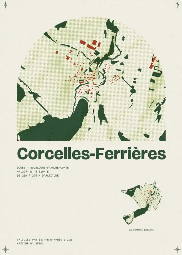 Affiche de Corcelles-Ferrières, calculée par 123-fr d'après l'IGN