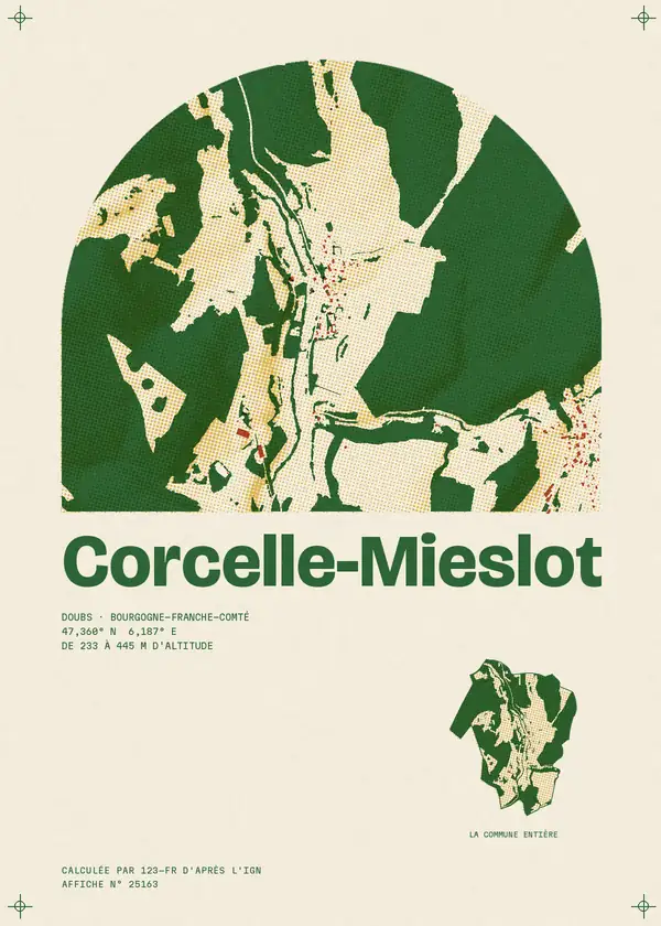 Affiche de Corcelle-Mieslot, calculée par 123-fr d'après l'IGN