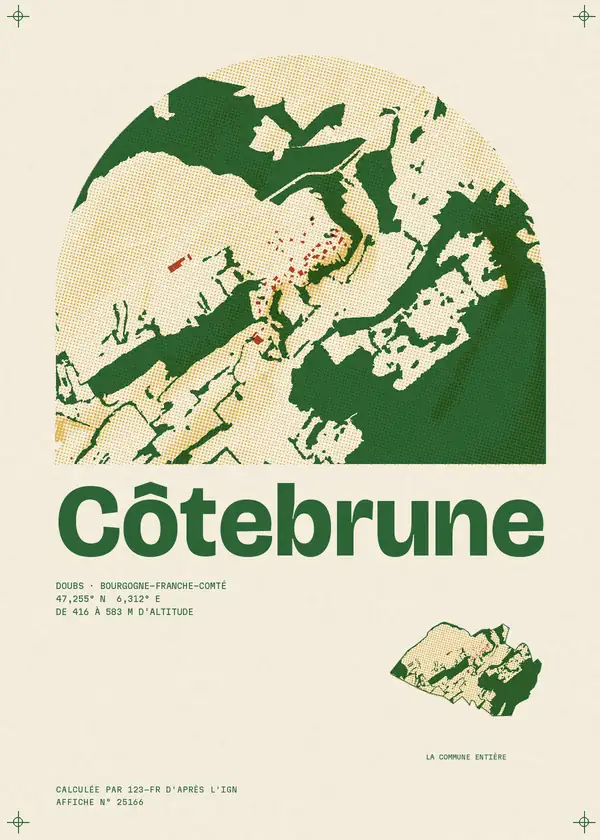 Affiche de Côtebrune, calculée par 123-fr d'après l'IGN