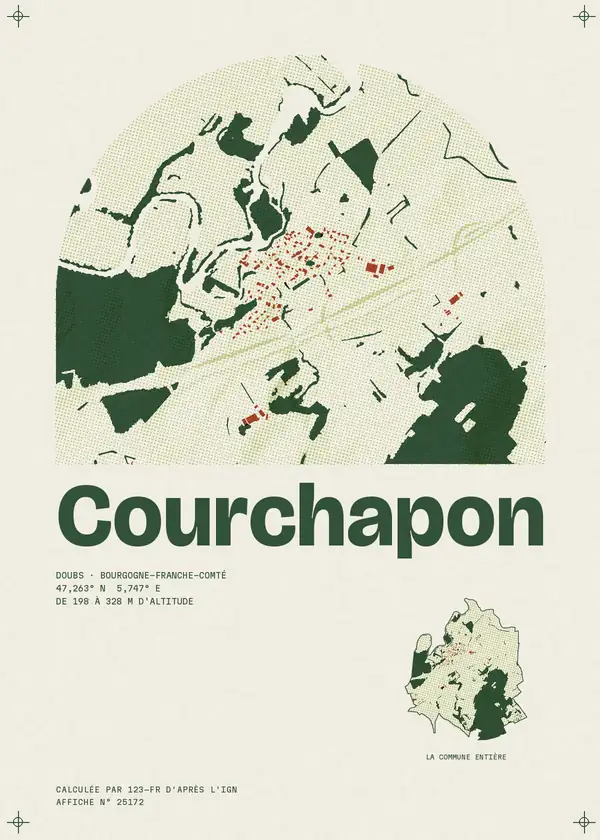 Affiche de Courchapon, calculée par 123-fr d'après l'IGN