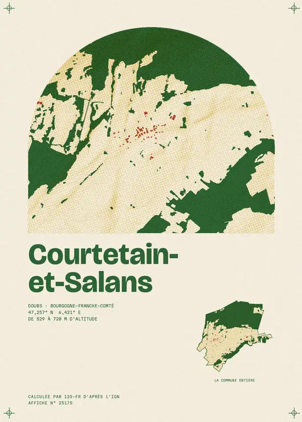 Affiche de Courtetain-et-Salans, calculée par 123-fr d'après l'IGN
