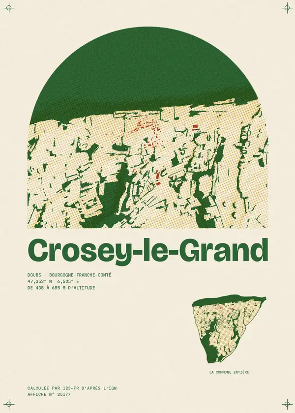 Affiche de Crosey-le-Grand, calculée par 123-fr d'après l'IGN