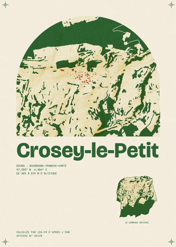 Affiche de Crosey-le-Petit, calculée par 123-fr d'après l'IGN