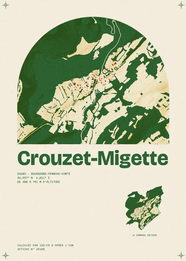 Affiche de Crouzet-Migette, calculée par 123-fr d'après l'IGN