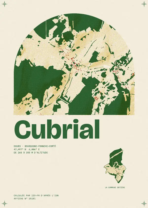 Affiche de Cubrial, calculée par 123-fr d'après l'IGN