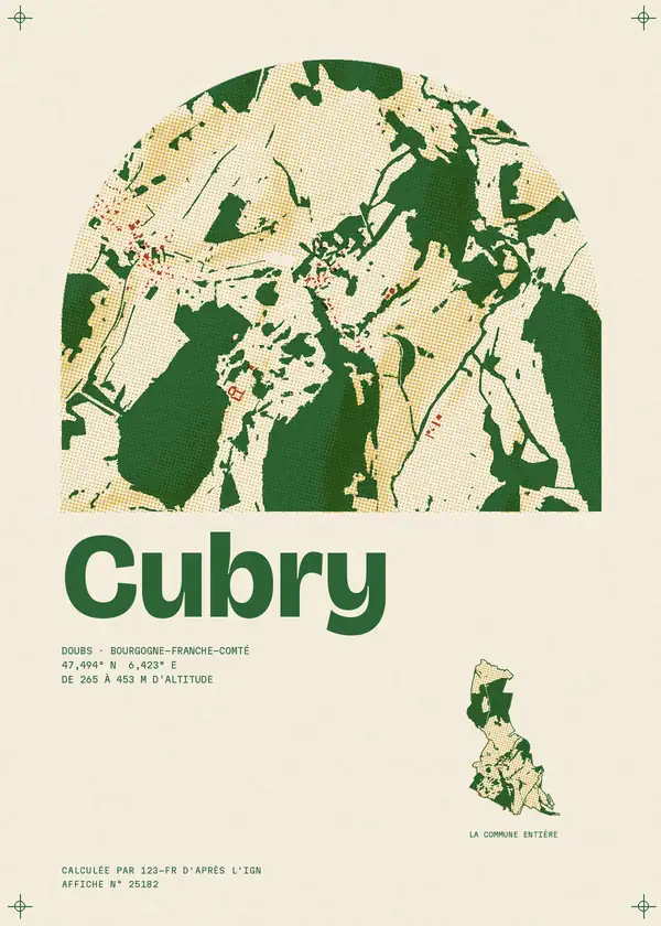 Affiche de Cubry, calculée par 123-fr d'après l'IGN