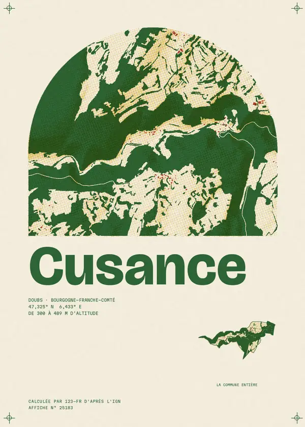 Affiche de Cusance, calculée par 123-fr d'après l'IGN