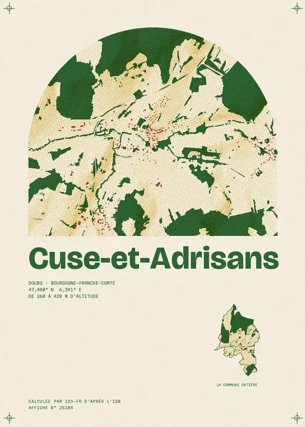 Affiche de Cuse-et-Adrisans, calculée par 123-fr d'après l'IGN