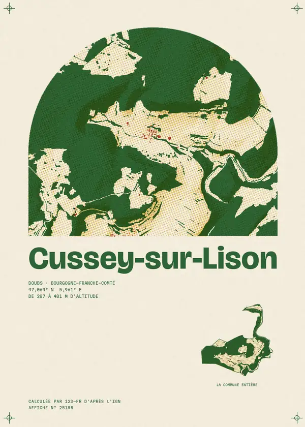 Affiche de Cussey-sur-Lison, calculée par 123-fr d'après l'IGN