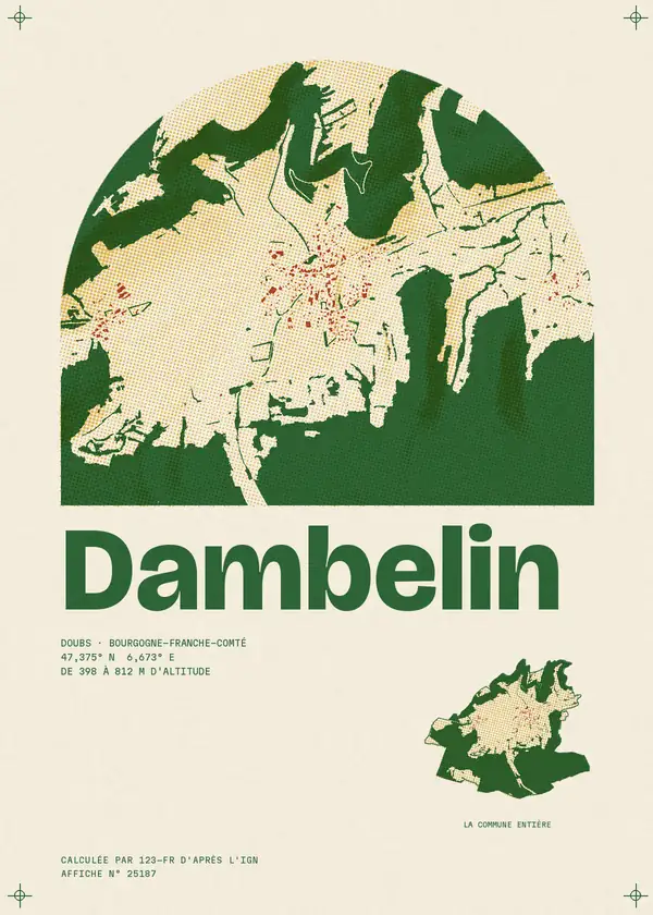Affiche de Dambelin, calculée par 123-fr d'après l'IGN