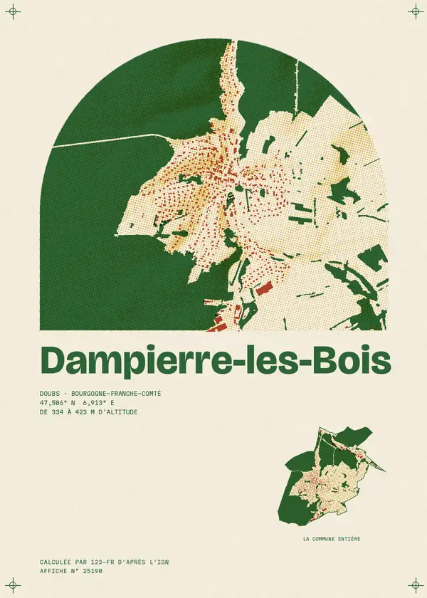 Affiche de Dampierre-les-Bois, calculée par 123-fr d'après l'IGN