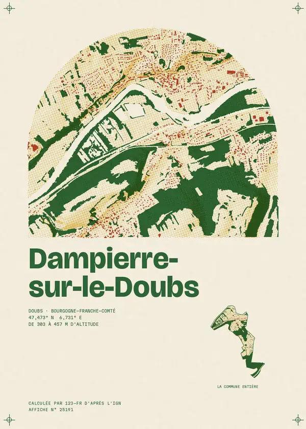 Affiche de Dampierre-sur-le-Doubs, calculée par 123-fr d'après l'IGN