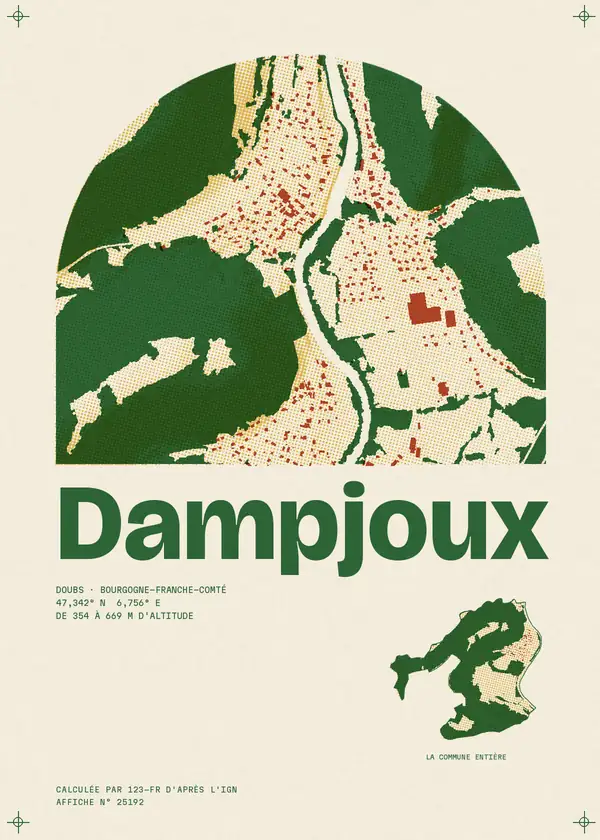 Affiche de Dampjoux, calculée par 123-fr d'après l'IGN