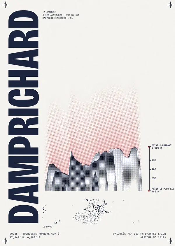 Affiche de Damprichard, calculée par 123-fr d'après l'IGN