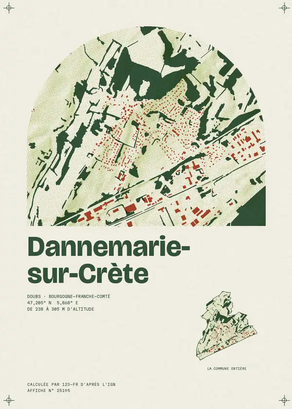 Affiche de Dannemarie-sur-Crète, calculée par 123-fr d'après l'IGN