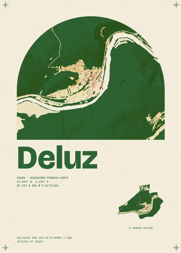 Affiche de Deluz, calculée par 123-fr d'après l'IGN