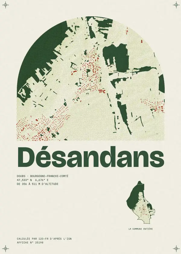 Affiche de Désandans, calculée par 123-fr d'après l'IGN