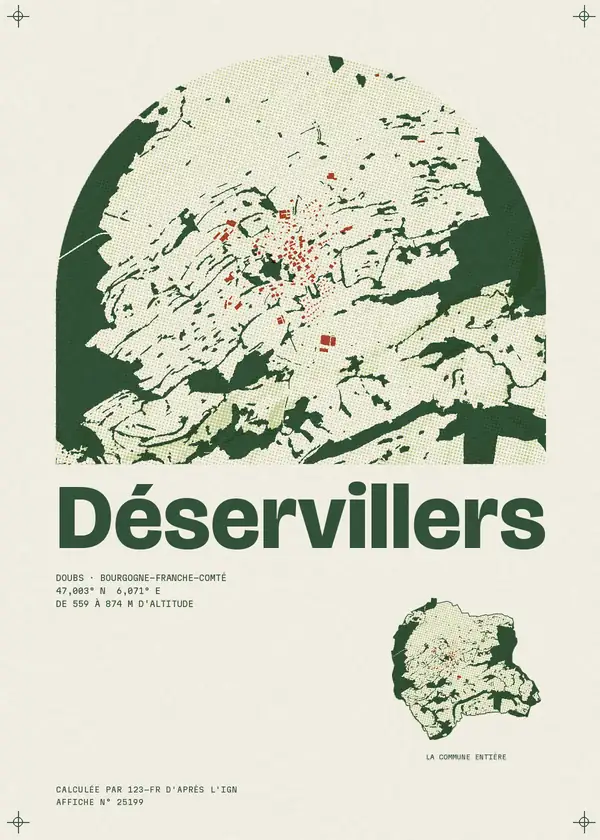 Affiche de Déservillers, calculée par 123-fr d'après l'IGN