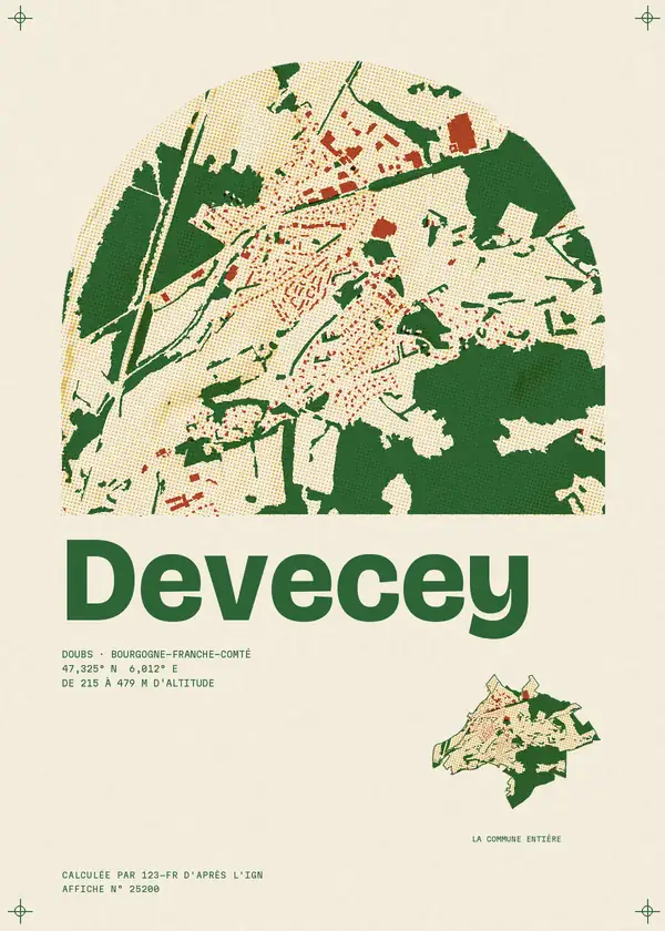 Affiche de Devecey, calculée par 123-fr d'après l'IGN