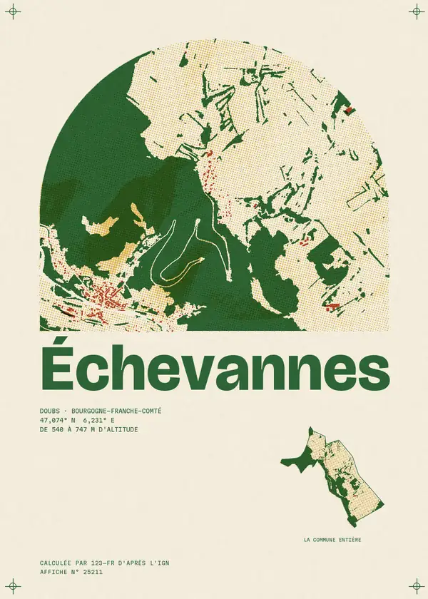 Affiche de Échevannes, calculée par 123-fr d'après l'IGN