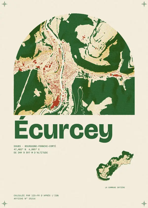 Affiche de Écurcey, calculée par 123-fr d'après l'IGN